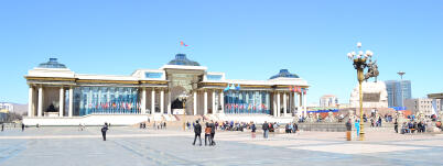 Mongolian Parliament House and Sukhbaatar Square.